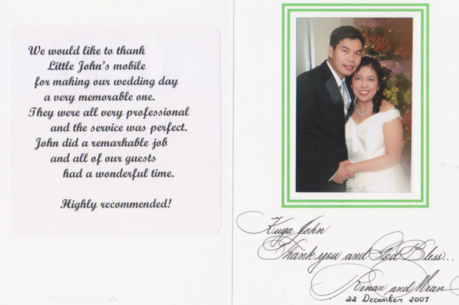 Wedding couple thanking DJ Filipino
